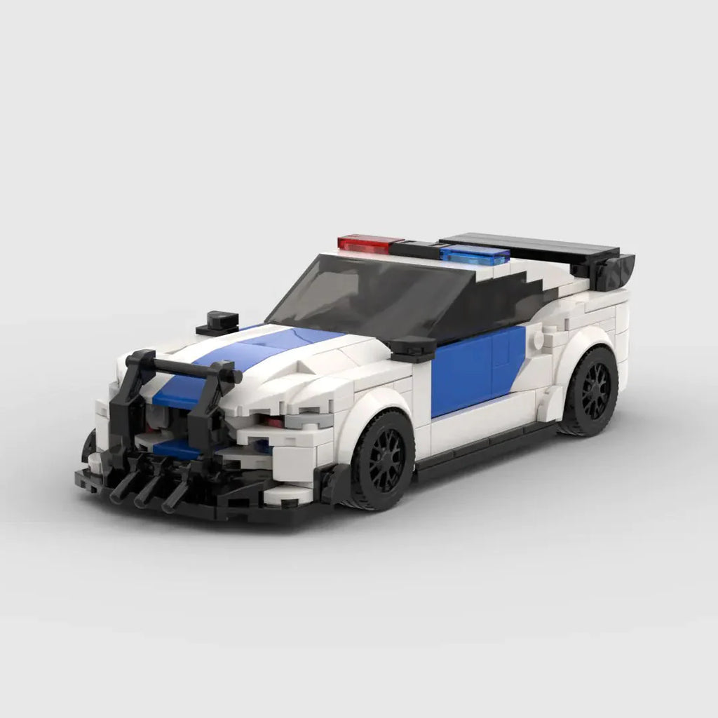 Ford Mustang Police Car brick model - front angle view - TheBrickTube