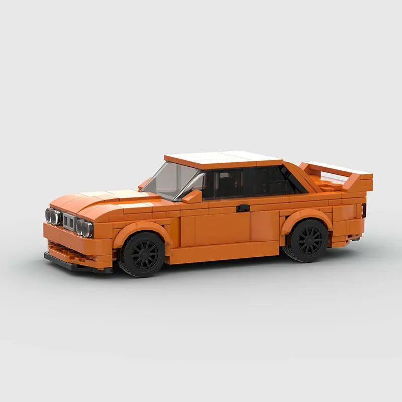 BMW M3 E30|Orange brick model - detail close-up - TheBrickTube