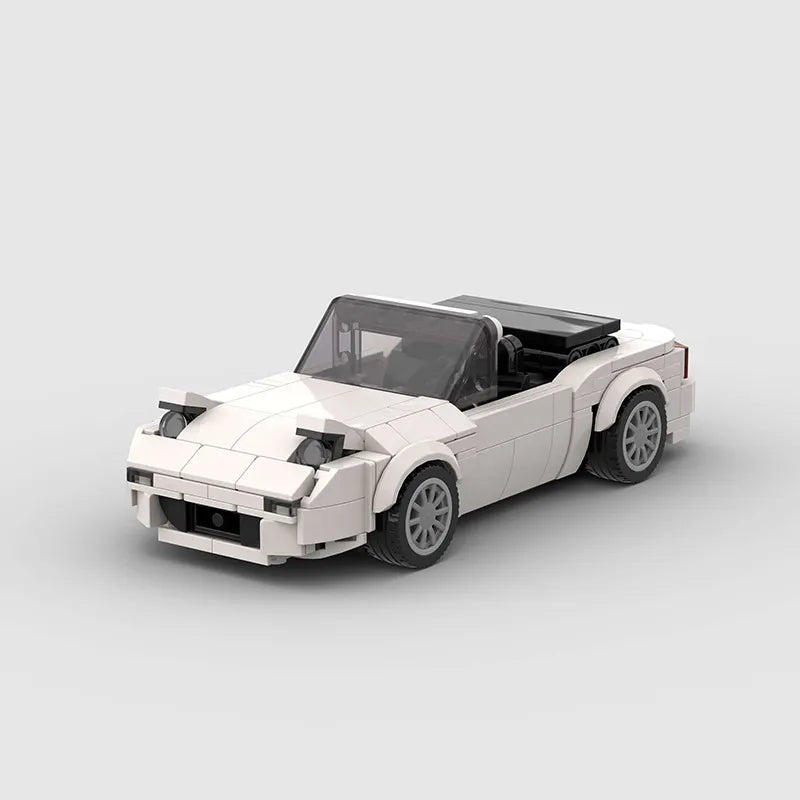Mazda MX5 NA/Miata White brick model - front angle view - TheBrickTube