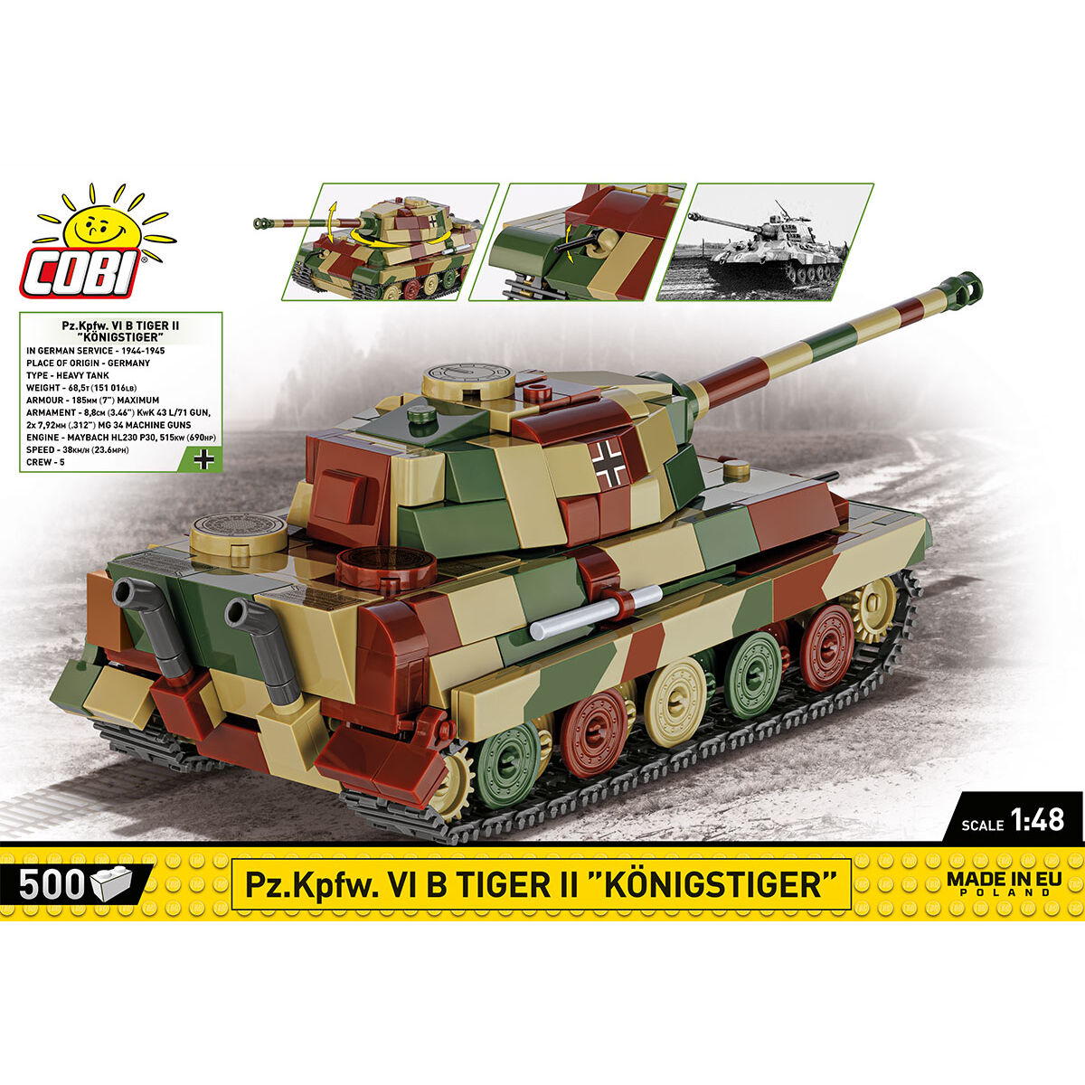 Pz. Kpfw. VI B Tiger II "Königstiger" Tank 1:48 Building Set - Image 4 of 6 | TheBrickTube