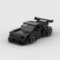 Porsche 911 930 RWB Black brick model - front angle view - TheBrickTube