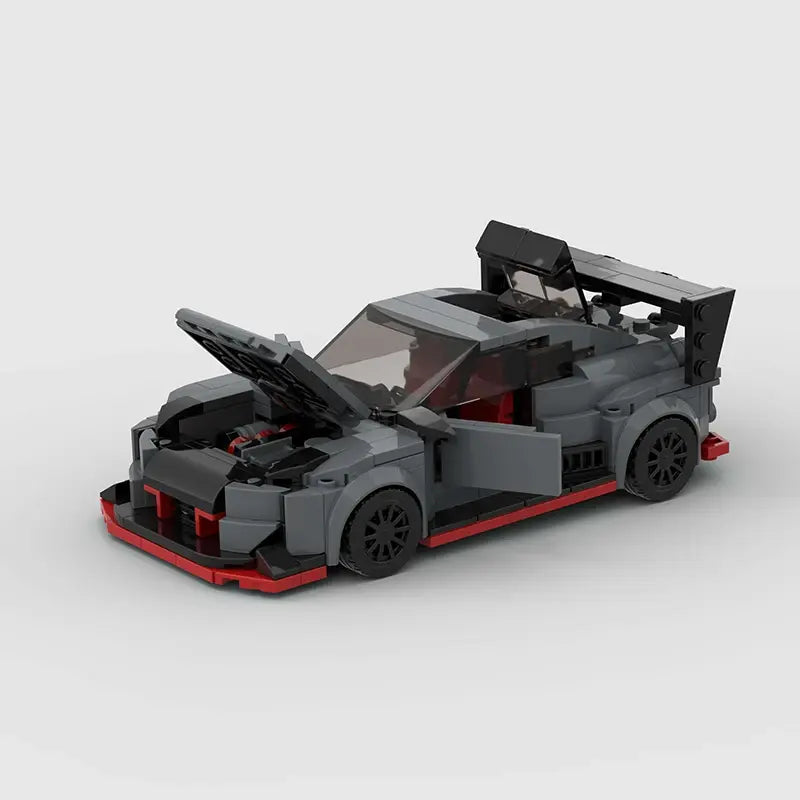Nissan GT-R R35 Widebody brick model - side profile view - TheBrickTube