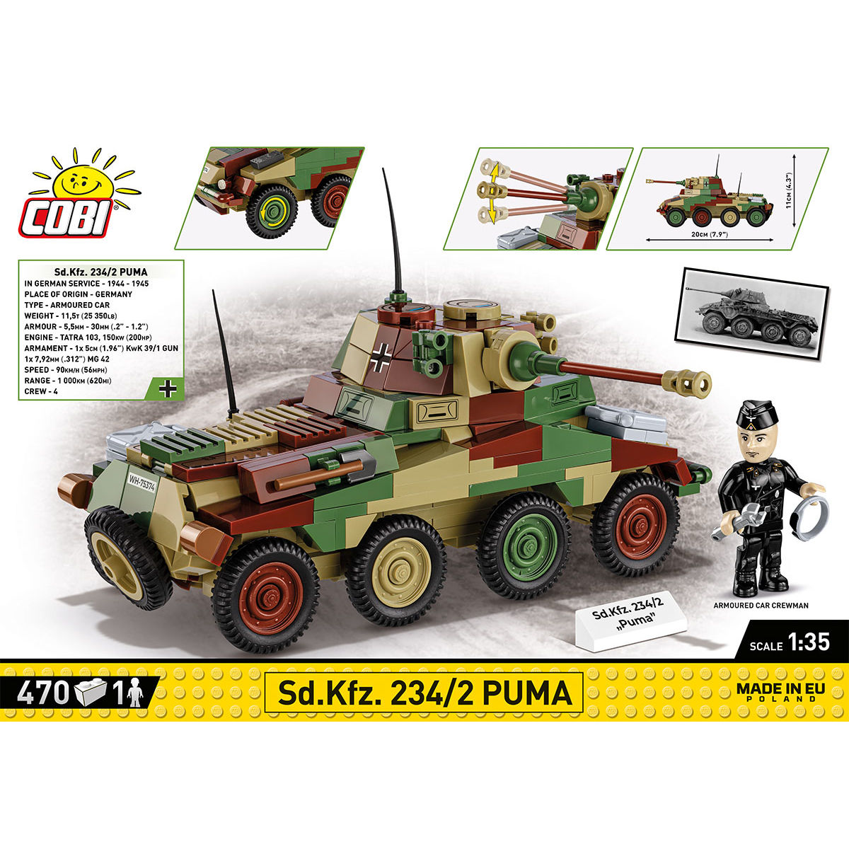 Sd.Kfz. 234/2 PUMA Armored Vehicle Building Set - Image 4 of 6 | TheBrickTube