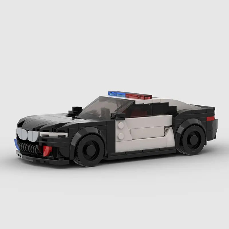 BMW M8 Police Car brick model - rear angle view - TheBrickTube