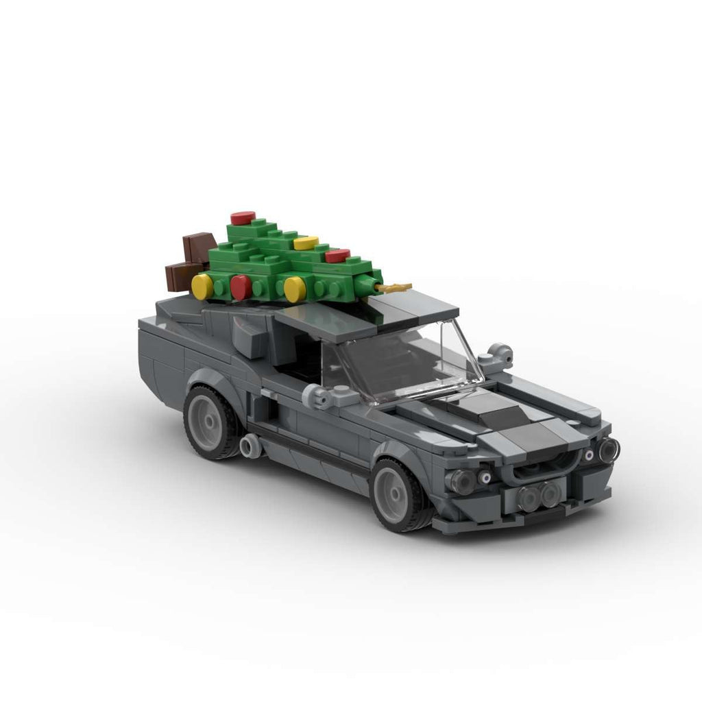 Ford Mustang |Christmas Edition brick model - side profile view - TheBrickTube