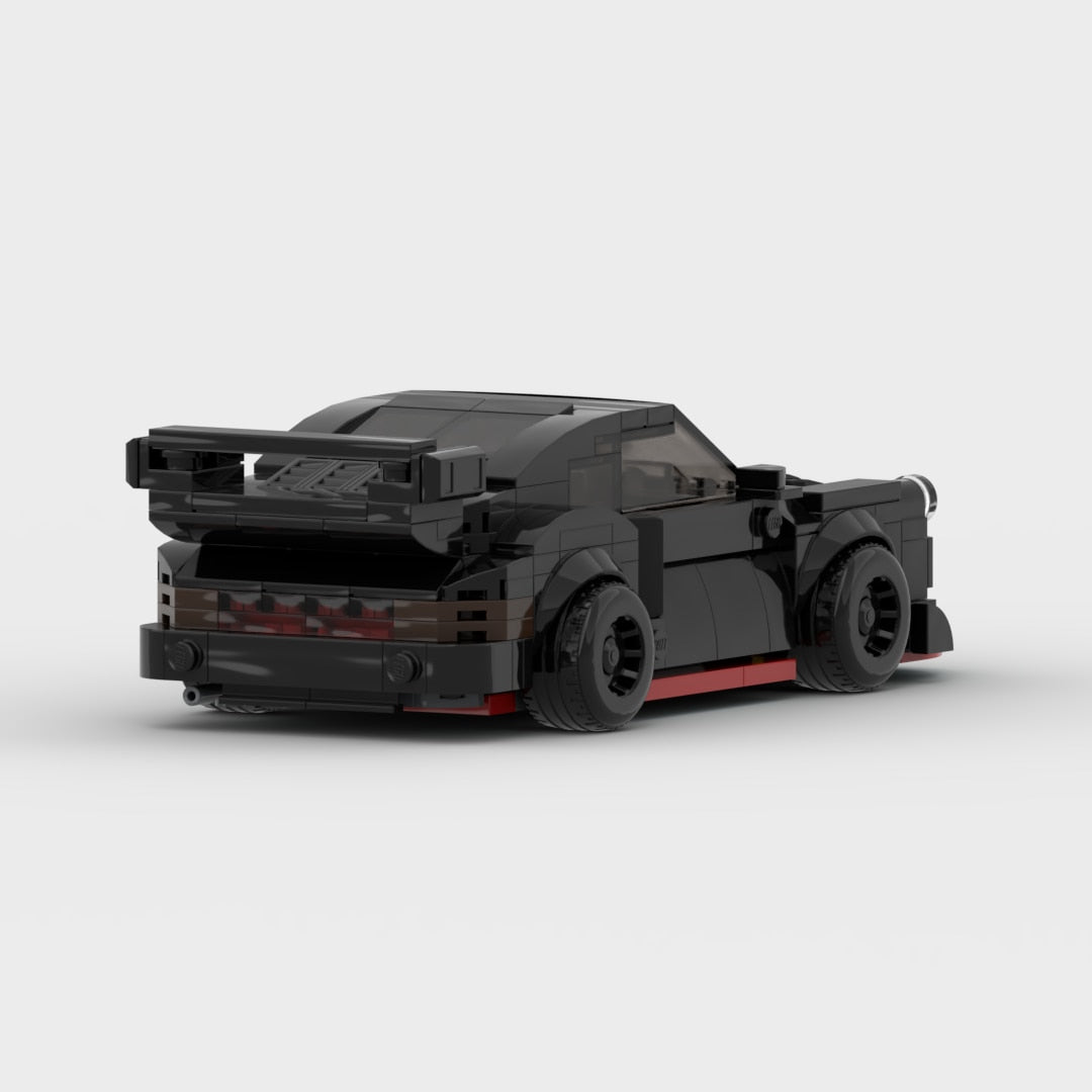 Porsche 911 964 RWB|Black brick model - side profile view - TheBrickTube