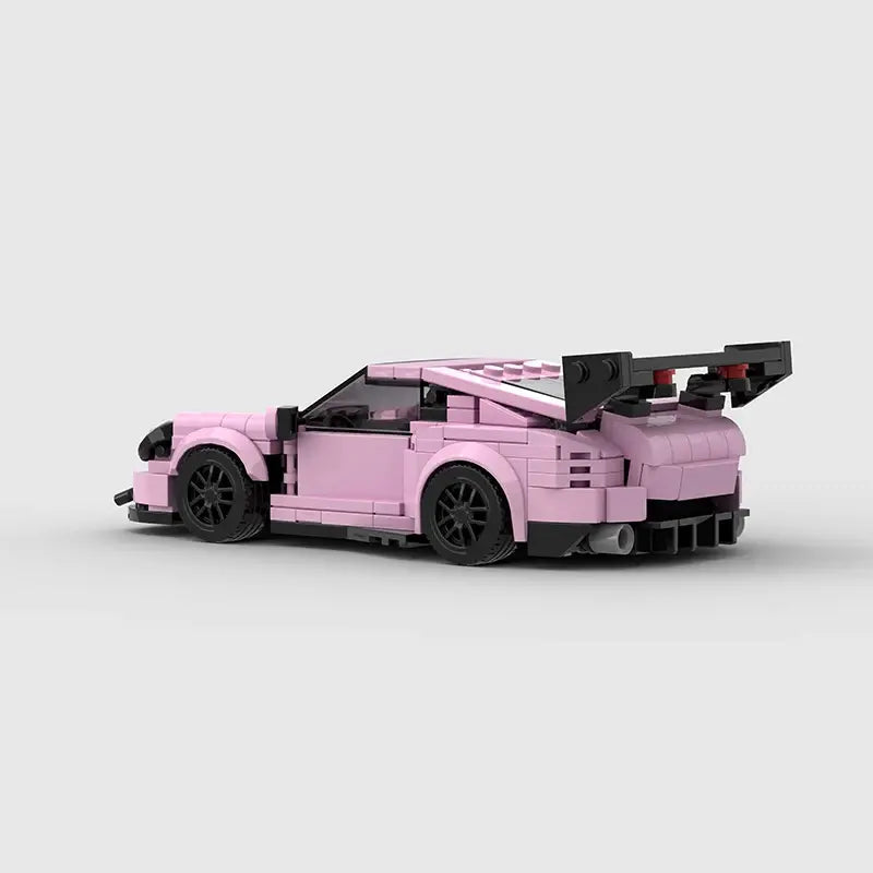 Porsche 911 GT3RS|Pink brick model - detail close-up - TheBrickTube