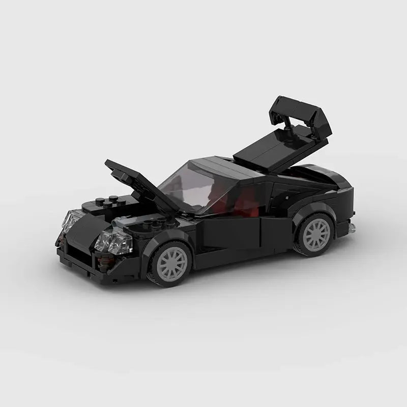 Toyota Supra MK4|Black brick model - side profile view - TheBrickTube