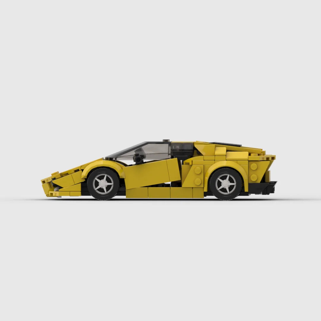 Lamborghini Aventador|Yellow brick model - detail close-up - TheBrickTube