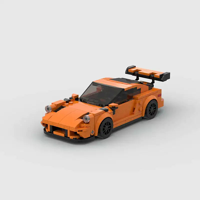 Porsche 911 GT3 brick model - front angle view - TheBrickTube