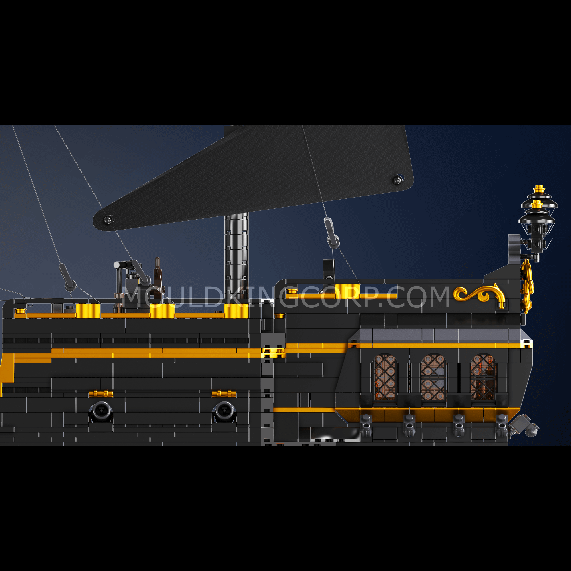 13186 Black Pirate Ship Building Model Set | 4,794 PCS | Ship Building Blocks - Image 3 of 6 | TheBrickTube