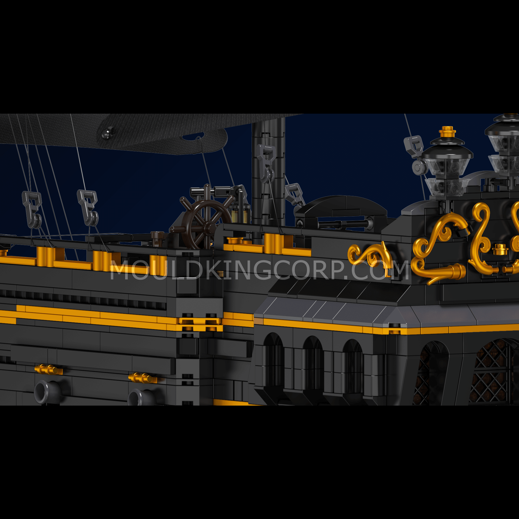 13186 Black Pirate Ship Building Model Set | 4,794 PCS | Ship Building Blocks - Image 4 of 6 | TheBrickTube