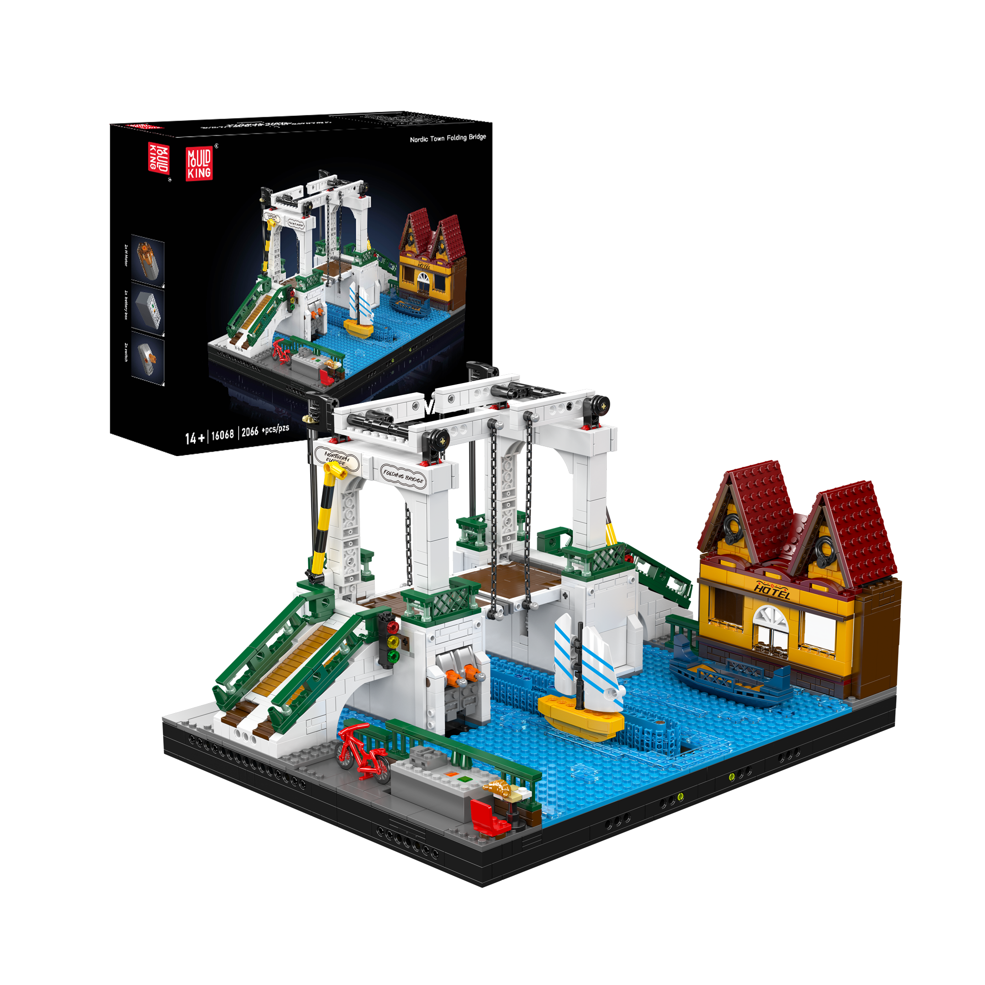 16068 Northern Europe Town Folding Bridge Building Set | 2,066 Pcs - Main Image | TheBrickTube