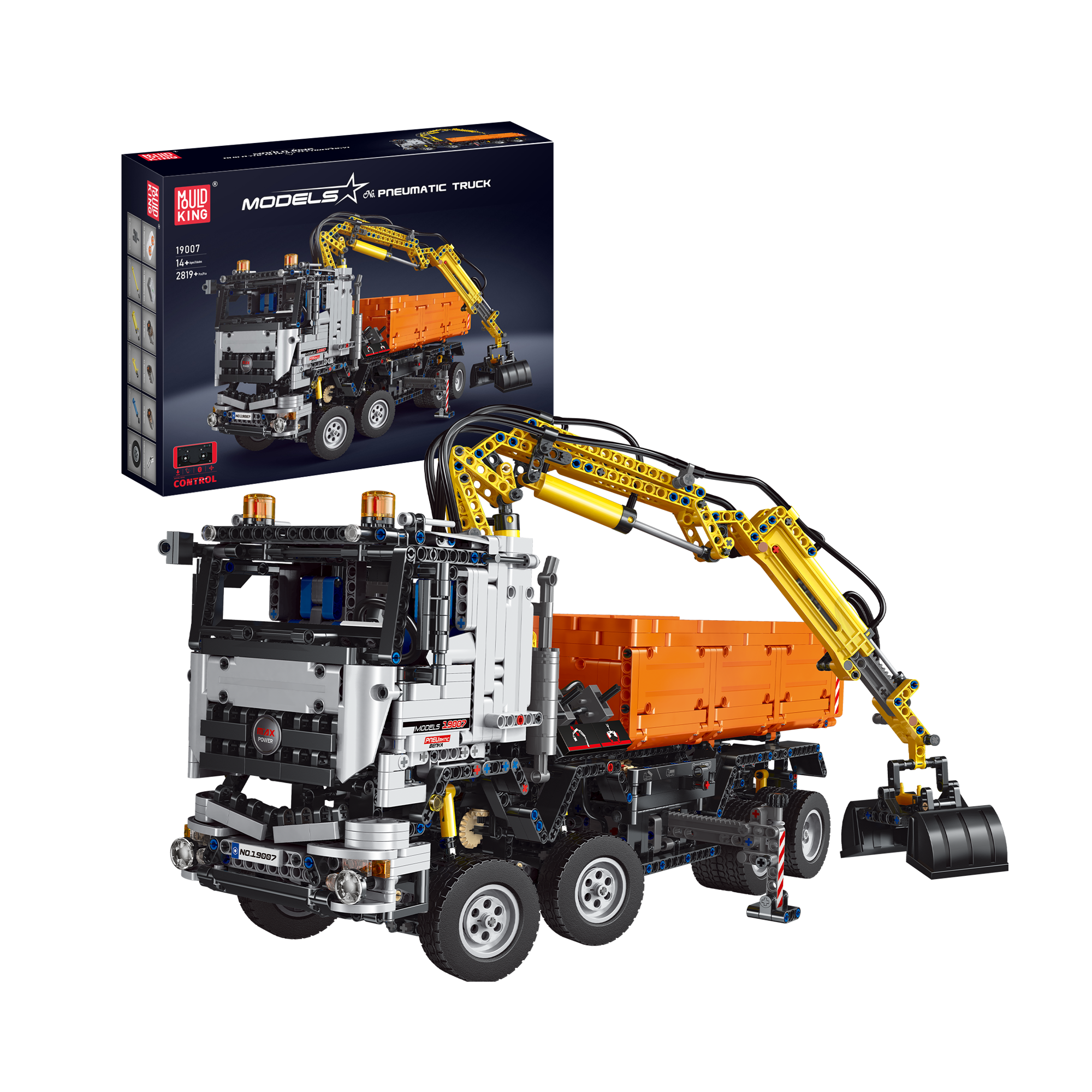 19007 2-in-1 RC Excavator & Dump Truck Building Set | 2,970 PCS - Main Image | TheBrickTube