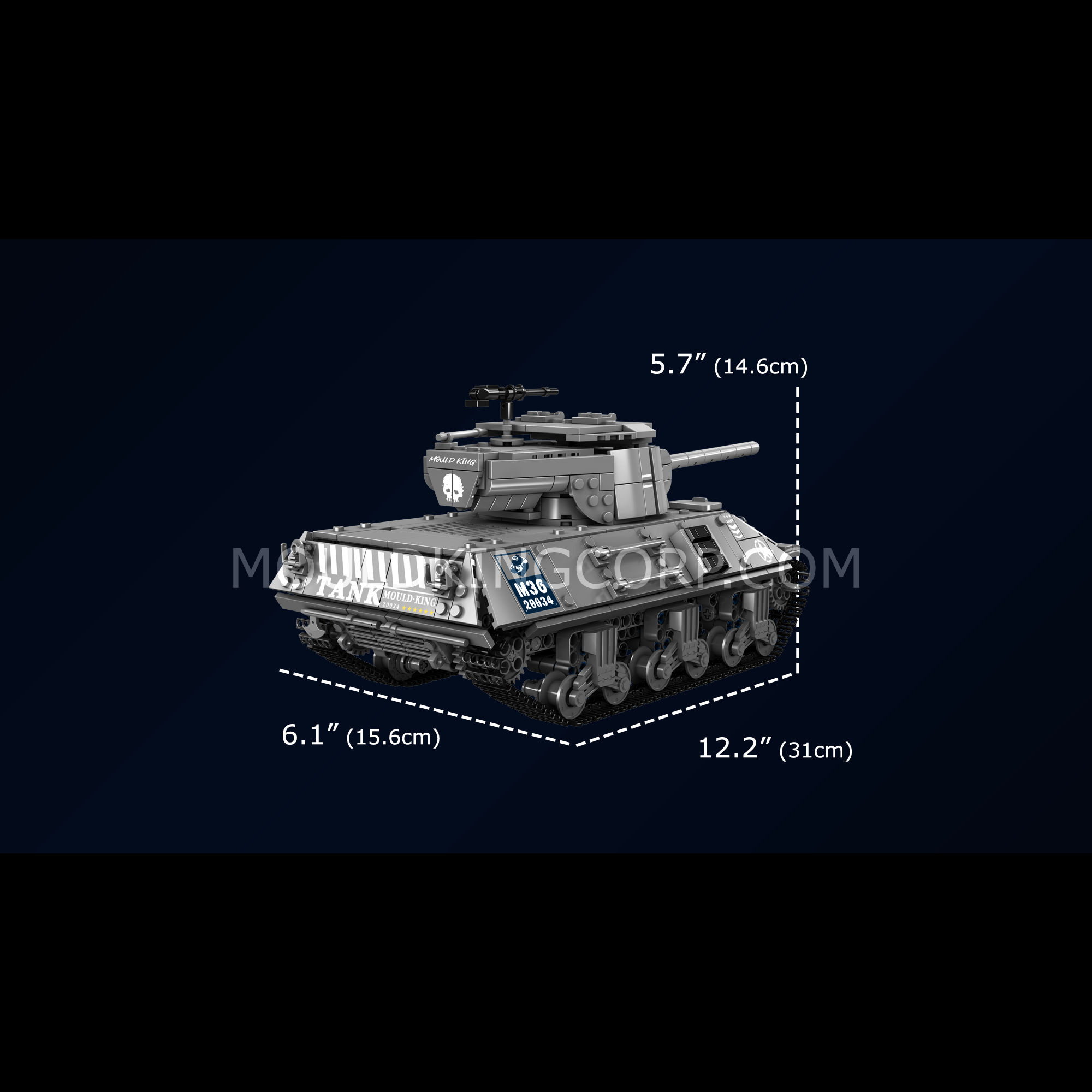 20034 Pershing Heavy Tank Building Set | 1,057 Pcs - Image 6 of 6 | TheBrickTube