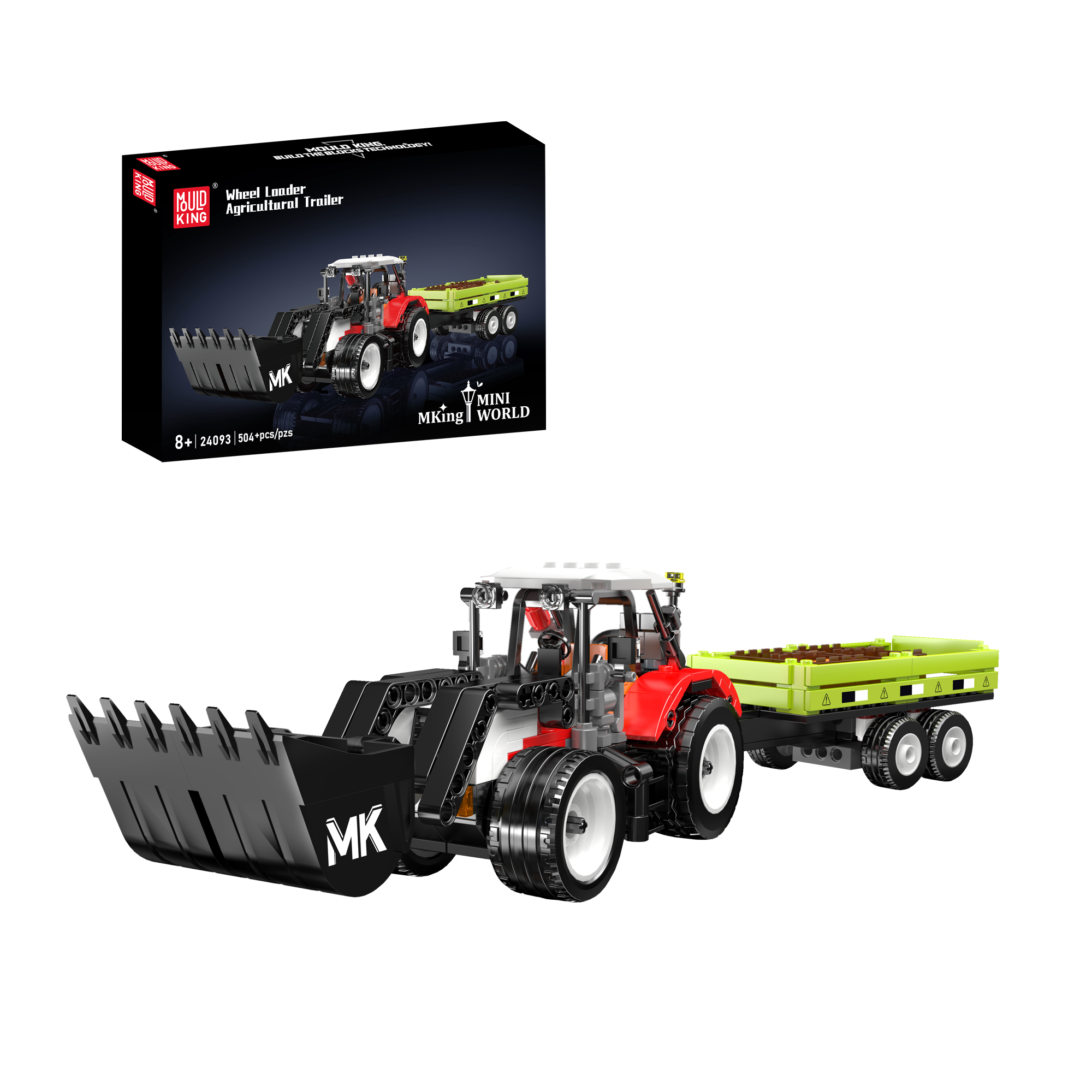 24093 Wheel Loader & Agricultural Trailer Building Set | 504 Pcs - Main Image | TheBrickTube