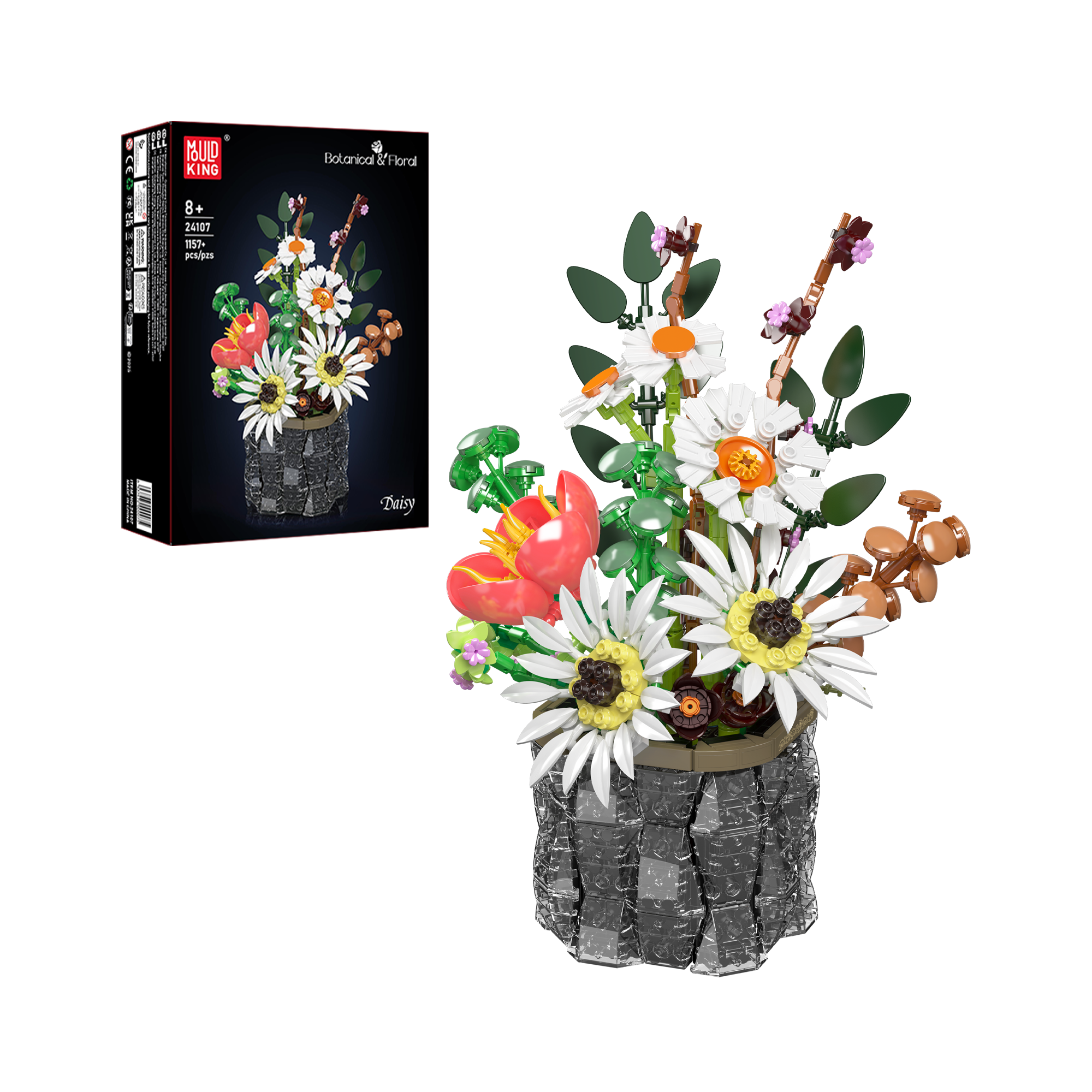 24107 Daisy Flower Pot Botanical Building Set | 1,157 Pcs - Main Image | TheBrickTube
