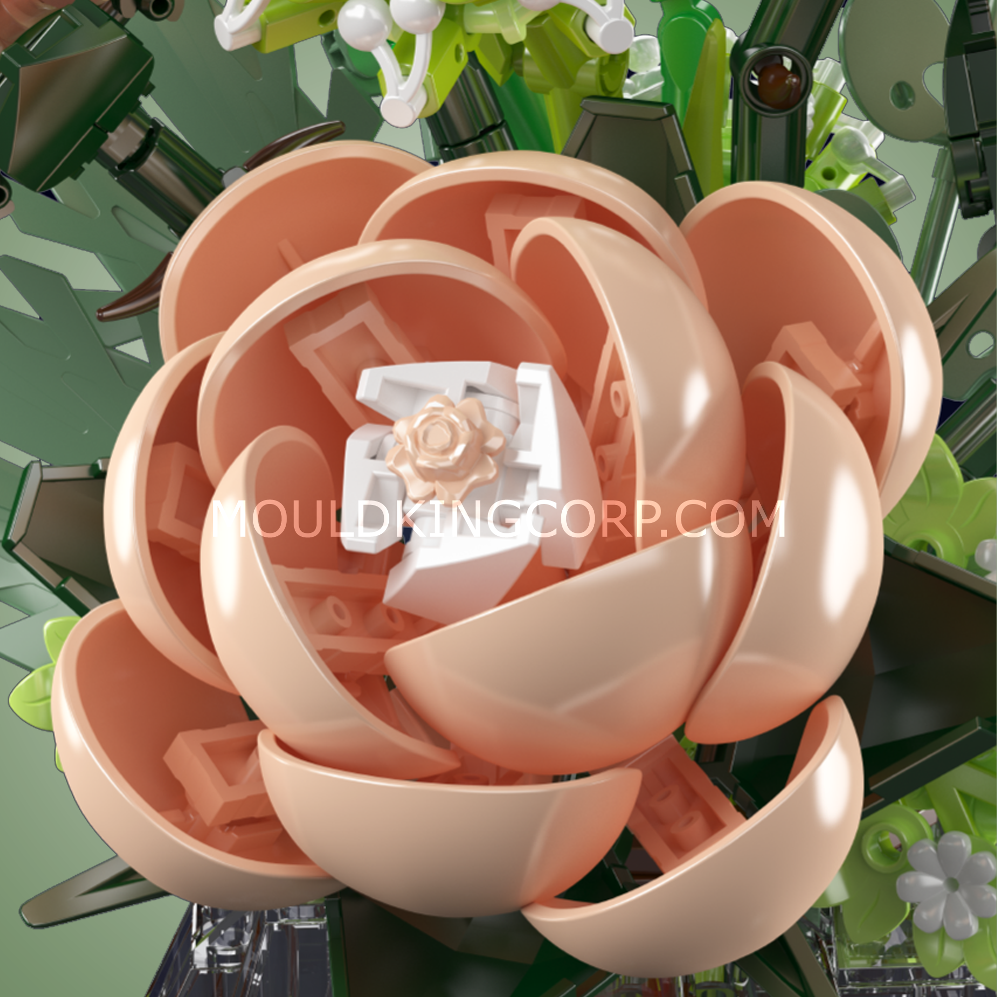 24109 White Rose Flower Bouquet Building Set | 981 Pcs - Image 2 of 6 | TheBrickTube