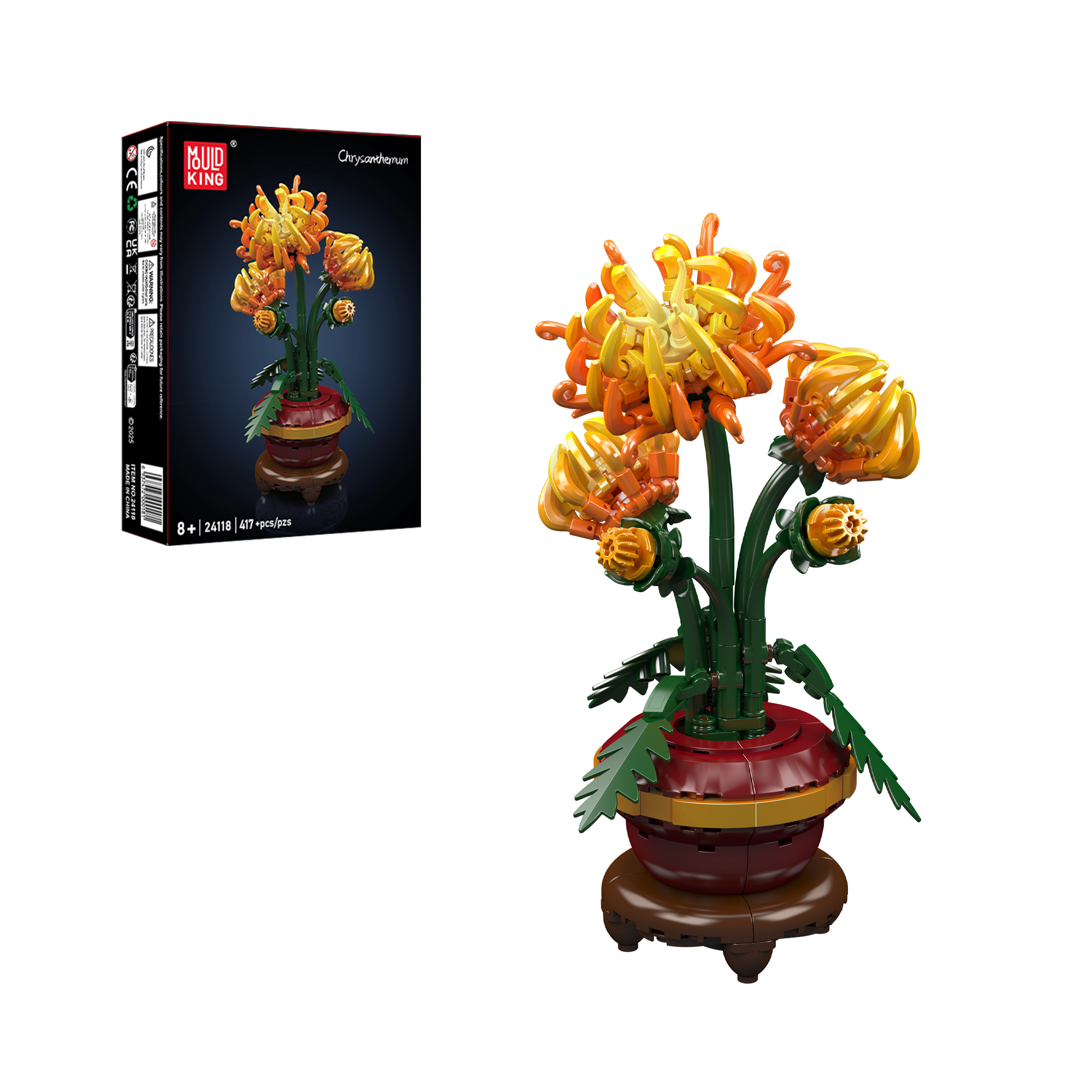 24118 Chrysanthemum Potted Plant Building Block Set | 417 Pcs - Main Image | TheBrickTube