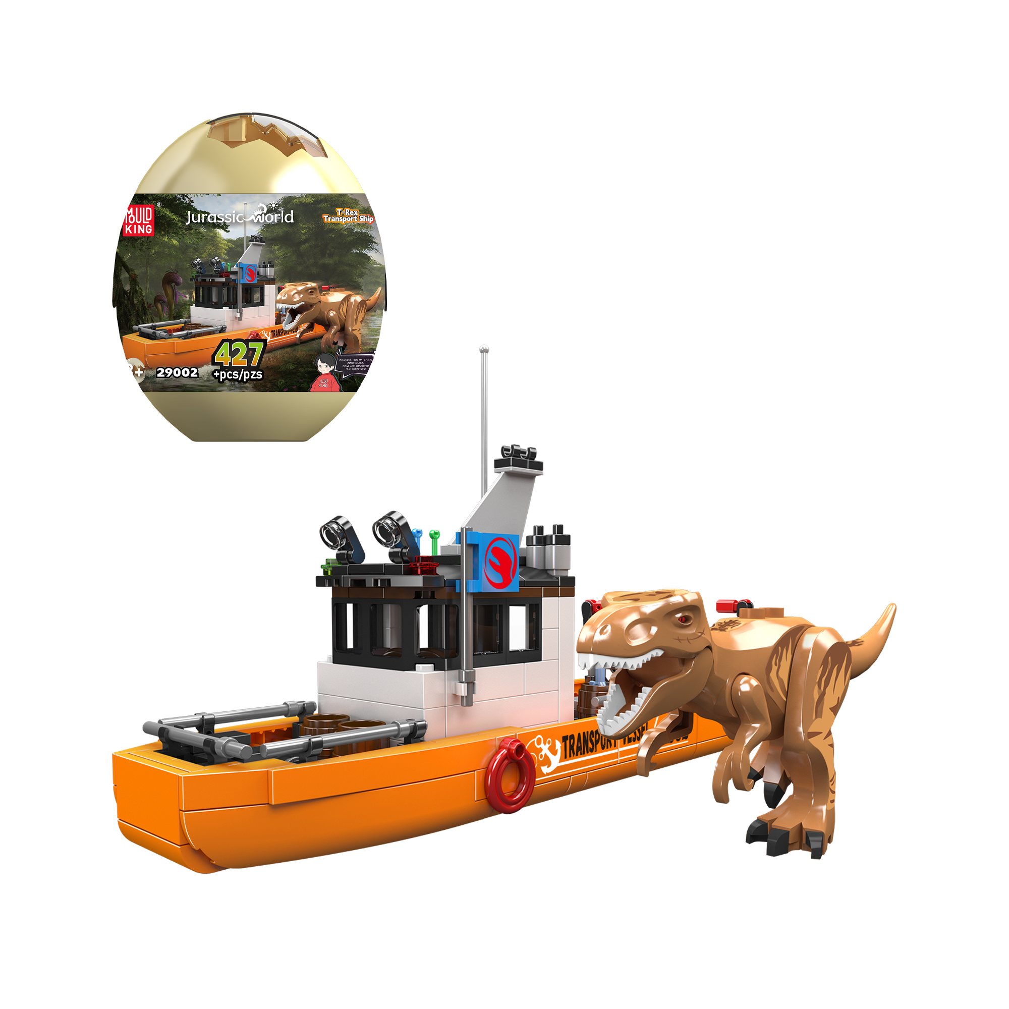 29002 T-Rex Dinosaur Transport Vessel Dino Egg Building Set | 427 Pcs - Main Image | TheBrickTube
