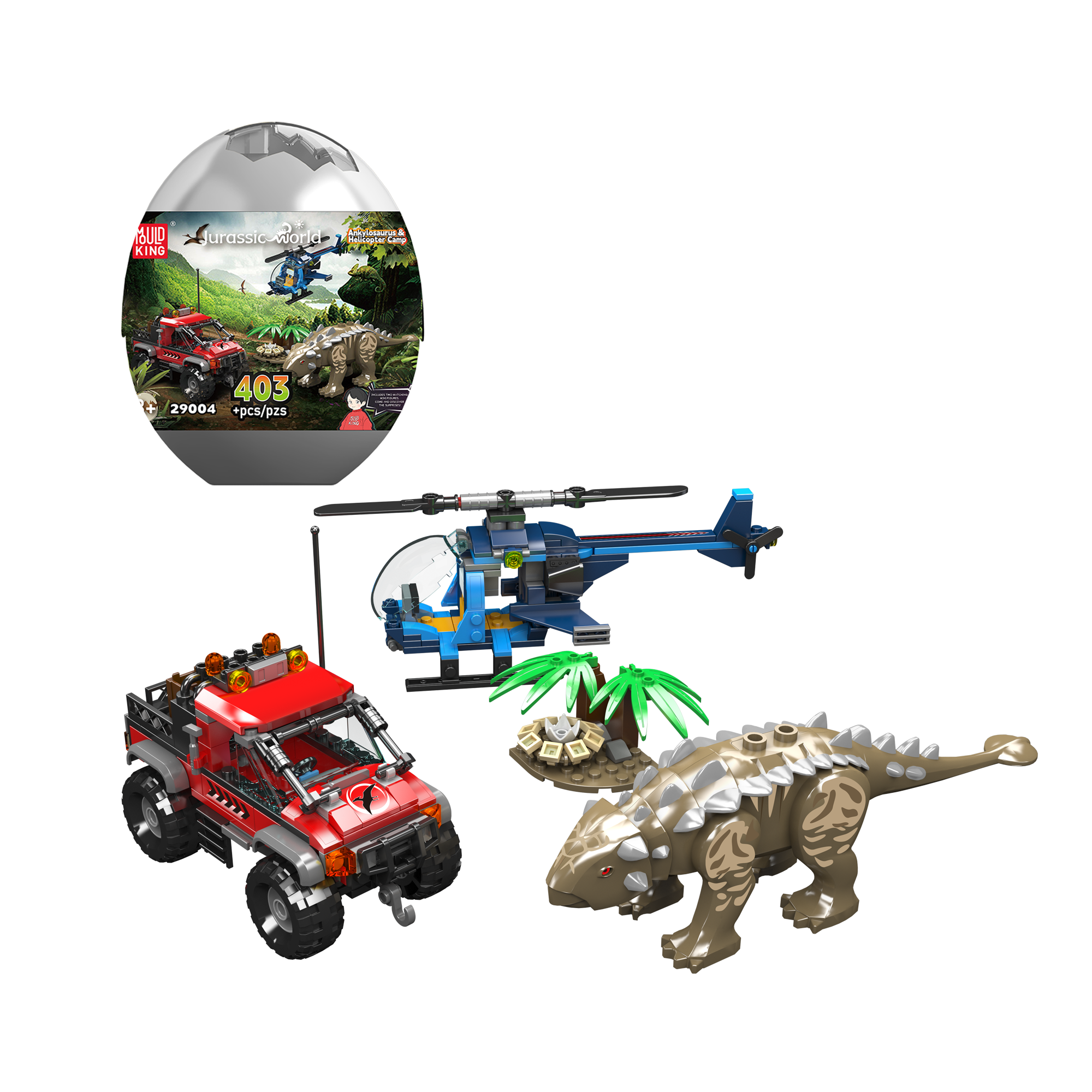 29004 Ankylosaurus Helicopter & Off-Road Camp Dino Egg Building Set | 403 Pcs - Main Image | TheBrickTube