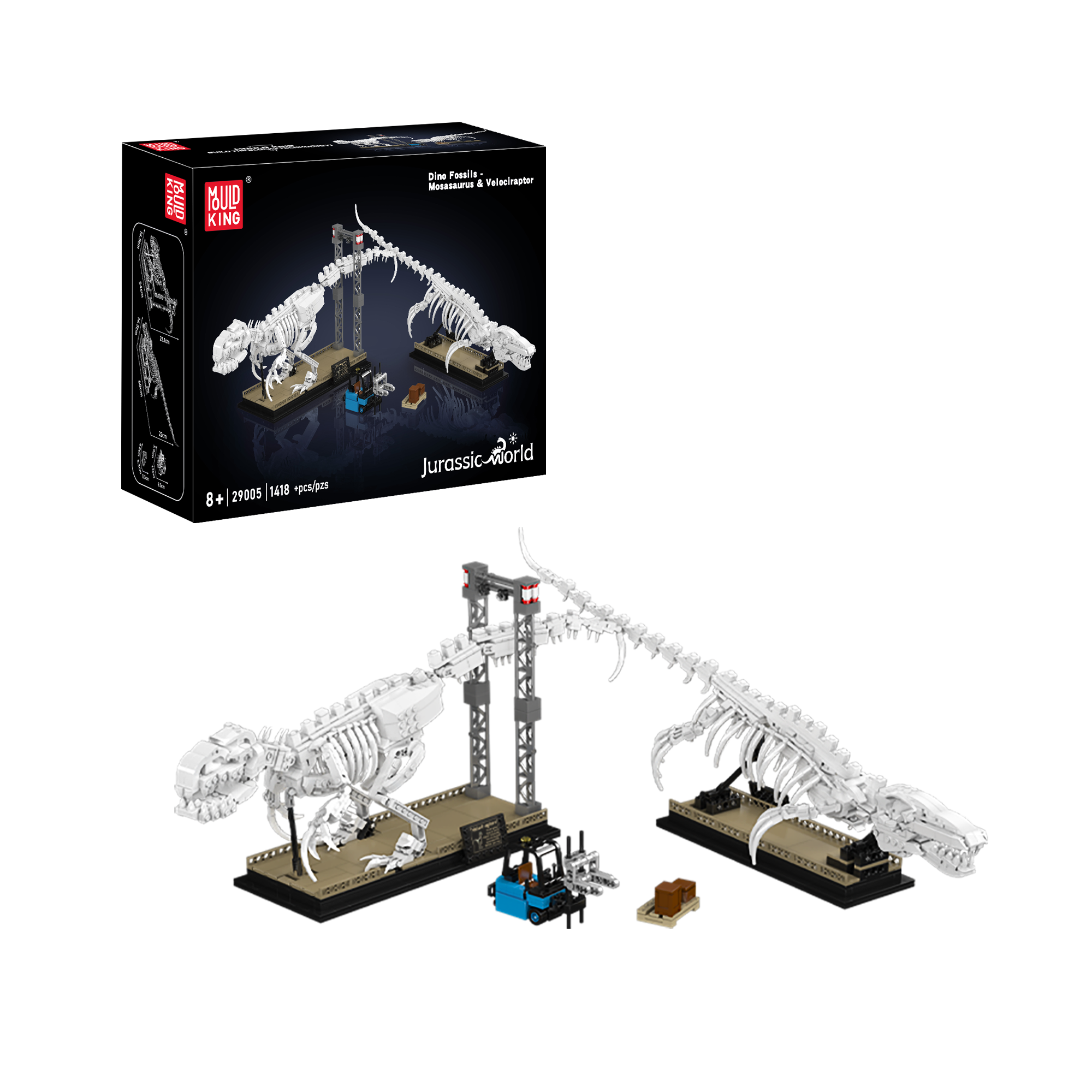 29005 Mosasaurus & Velociraptor Fossil Display Model Building Set | 1418 Pcs - Main Image | TheBrickTube