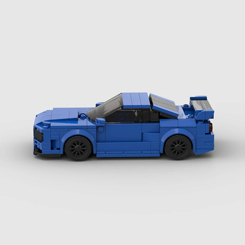 Nissan Skyline R34 brick model - rear angle view - TheBrickTube