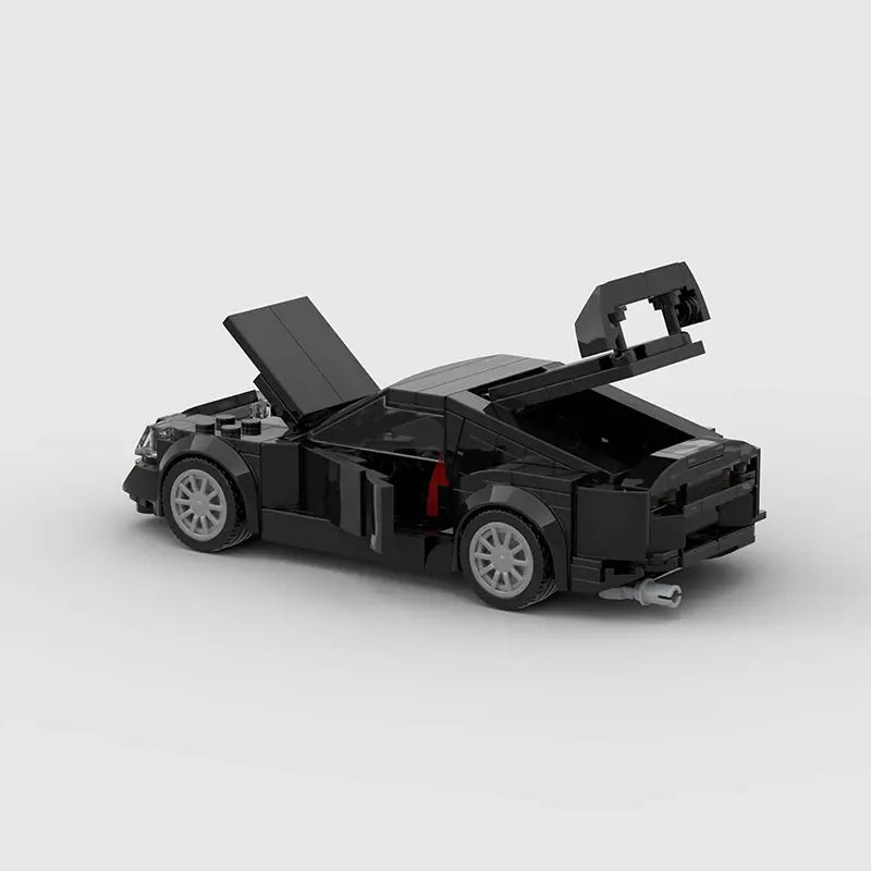 Toyota Supra MK4|Black brick model - rear angle view - TheBrickTube
