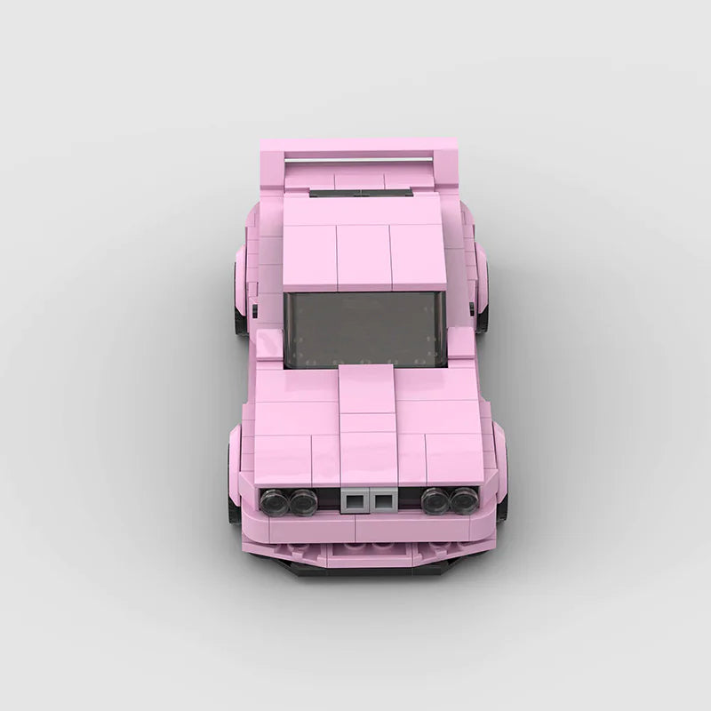 BMW M3 E30|Pink brick model - top-down view - TheBrickTube