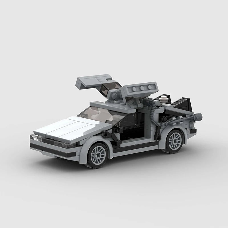 DeLorean DMC-12|Back to the Future brick model - front angle view - TheBrickTube