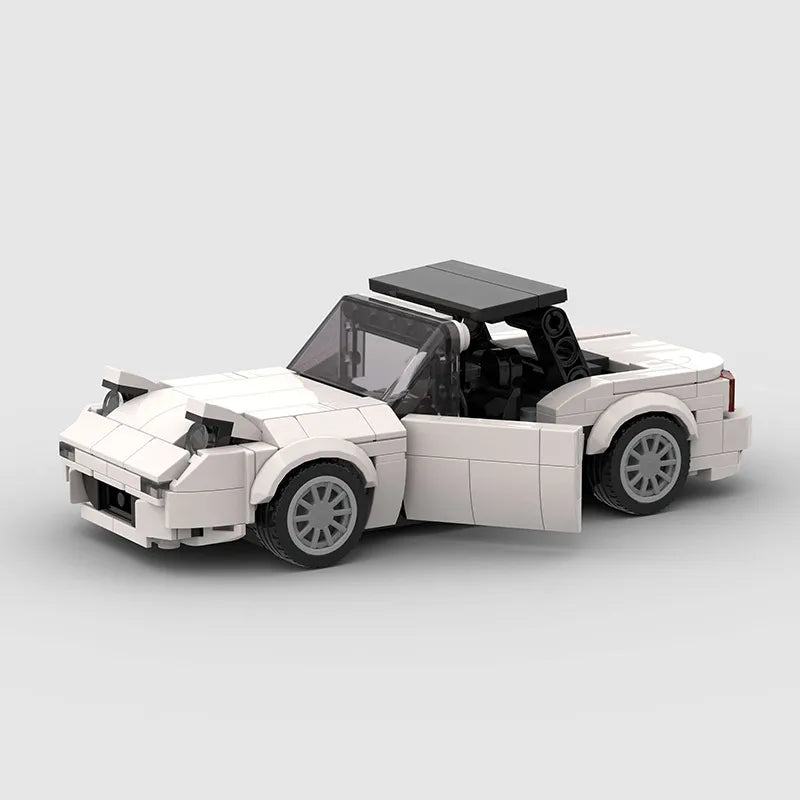 Mazda MX5 NA/Miata White brick model - top-down view - TheBrickTube