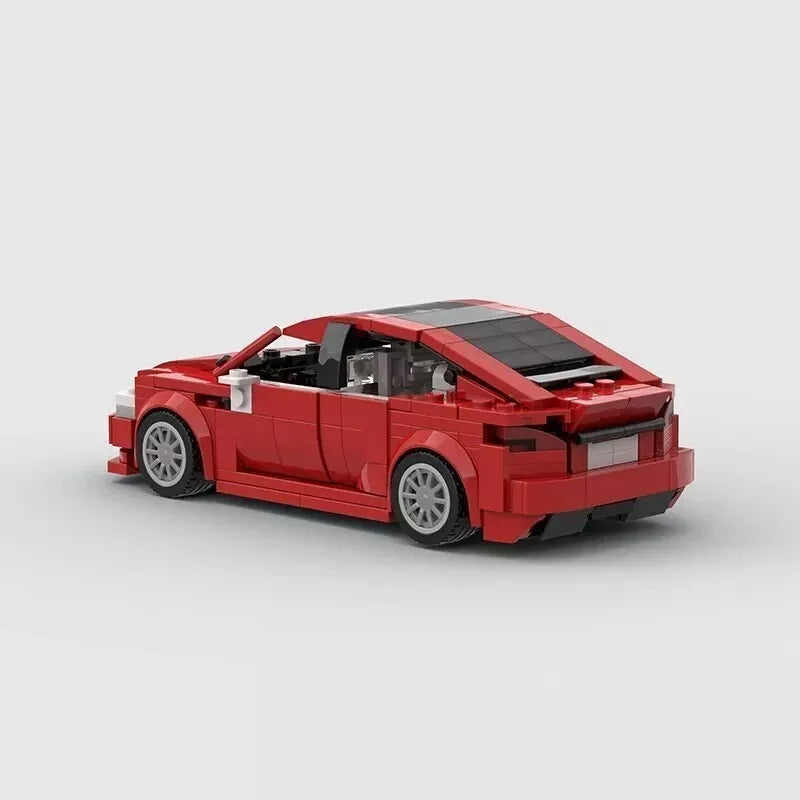 Tesla Model S Plaid brick model - side profile view - TheBrickTube