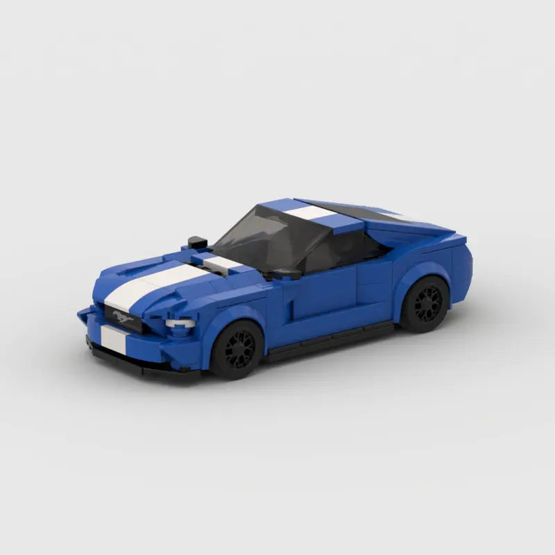 Ford Mustang GT|Blue brick model - front angle view - TheBrickTube