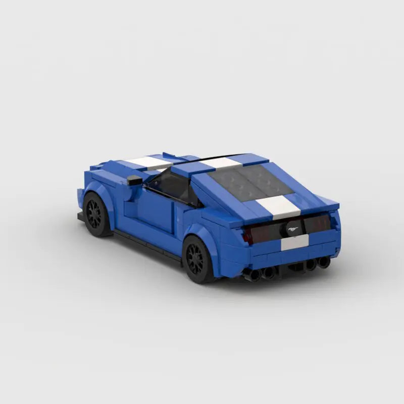 Ford Mustang GT|Blue brick model - rear angle view - TheBrickTube