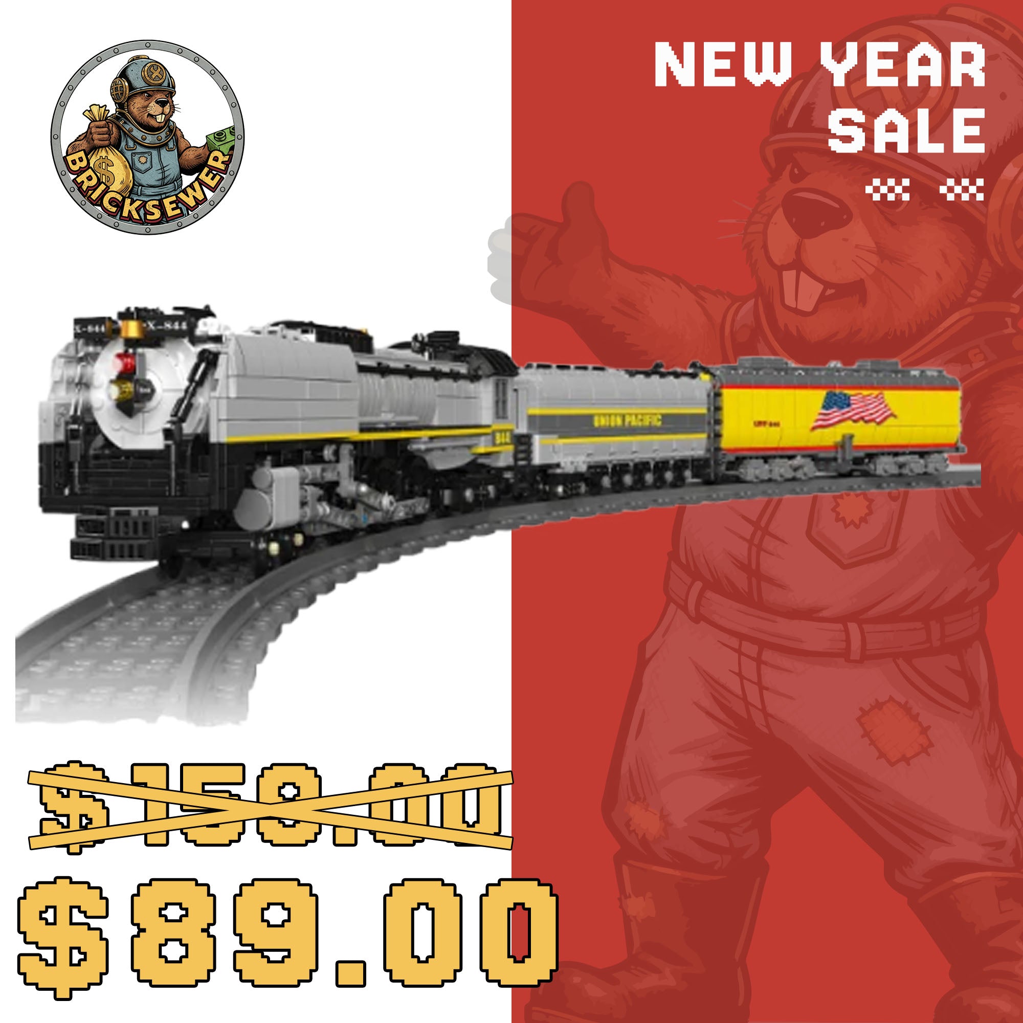 MouldKing 12031 Union Pacific 844 Steam Locomotive Technic - Main Image | TheBrickTube